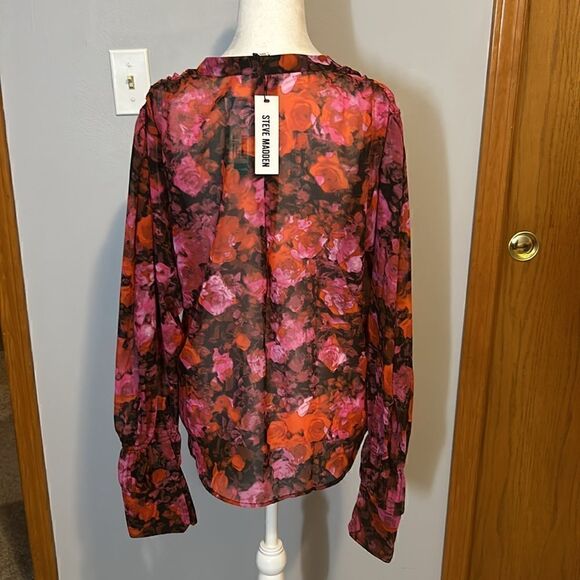 Steve Madden Hudson Chiffon Split-Neck top‎ size M BIN E - Picture 6 of 6